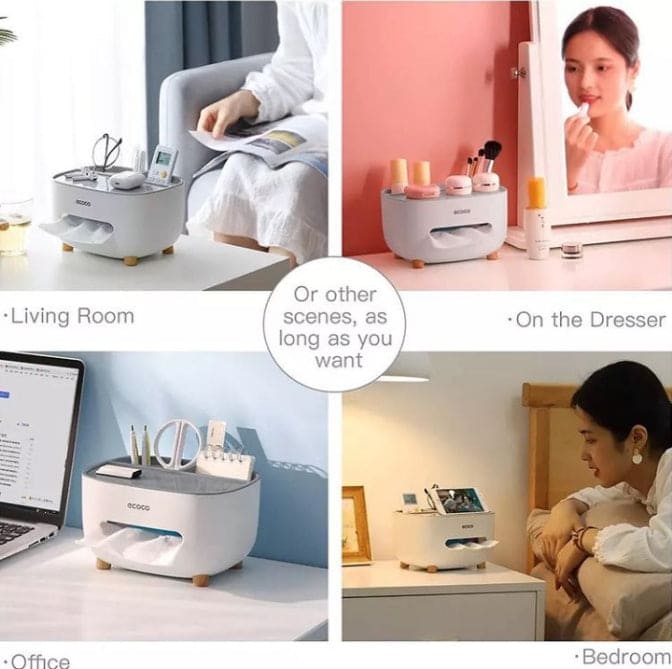 Tissue Box Holder, Multifunction Tissue Box ABS Material Storage Organizer, Desktop Tissue Box With Hidden Mobile Phone Holder, Remote Holder Tissue Box Holder, Multifunction Tissue Box ABS Material Storage Organizer, Desktop Tissue Box With Hidden Mobile Phone Holder, Remote Holder